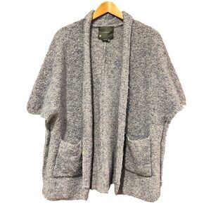 Anthropologie Cardigan Short Sleeve Chunky‎ Knit Open Marled Blue Gray OS
